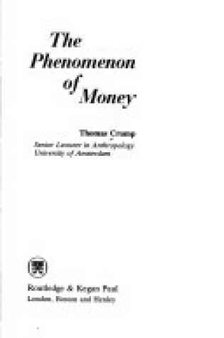 Cover of Phenomenon of Money