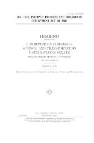 Cover of H.R. 1542, Internet Freedom and Broadband Deployment Act of 2001