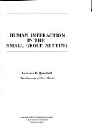 Cover of Human Interaction Small Group Setting