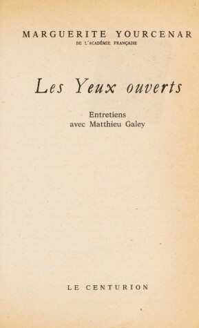 Book cover for Les Yeux Ouverts