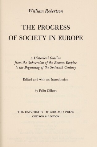 Cover of The Progress of Society in Europe