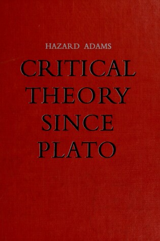 Cover of Adams Critical Theory since Plato