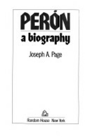 Cover of Peron: a Biography