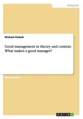 Book cover for Good management in theory and context