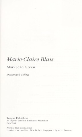 Book cover for Marie-Claire Blais
