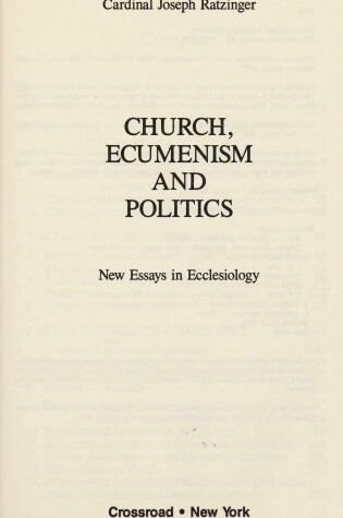 Cover of Church, Ecumenism and Politics