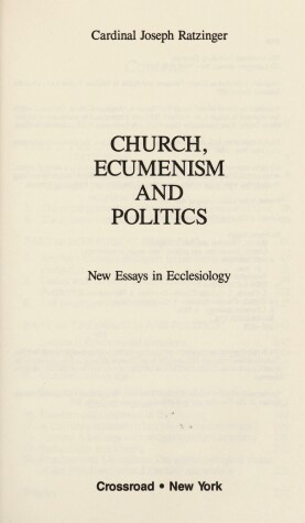 Book cover for Church, Ecumenism and Politics