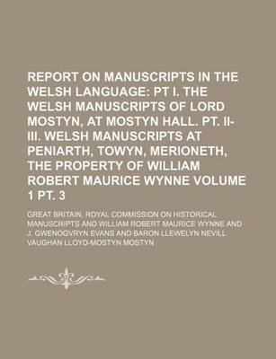 Book cover for Report on Manuscripts in the Welsh Language Volume 1 PT. 3