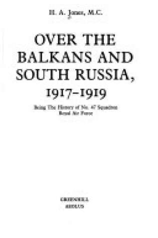 Cover of Over the Balkans and South Russia, 1917-19