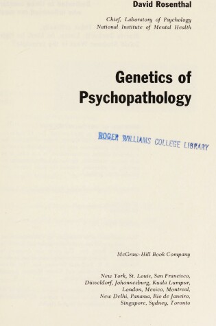 Cover of Genetics of Psychopathology