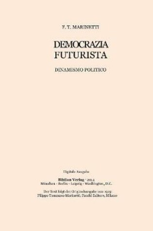 Cover of Democrazia Futurista: Dinamismo Politico