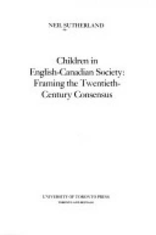 Cover of Children in English-Canadian Society