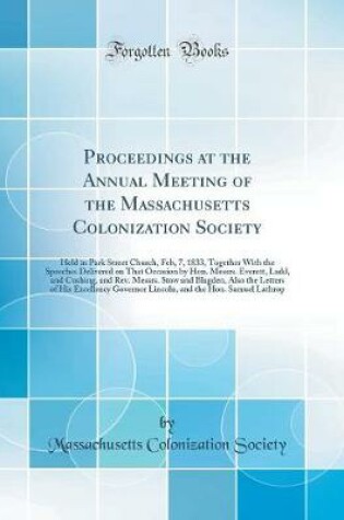 Cover of Proceedings at the Annual Meeting of the Massachusetts Colonization Society