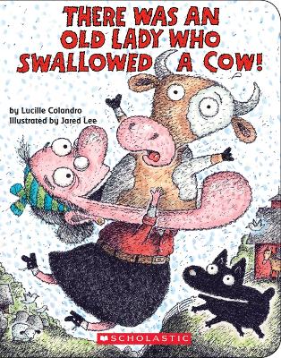 Book cover for There Was an Old Lady Who Swallowed a Cow! (Board Book)
