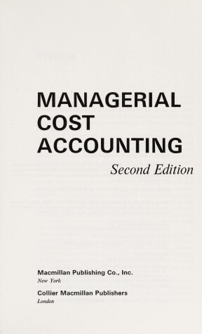 Book cover for Managerial Cost Accounting