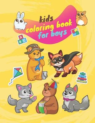 Book cover for kids coloring book for boys