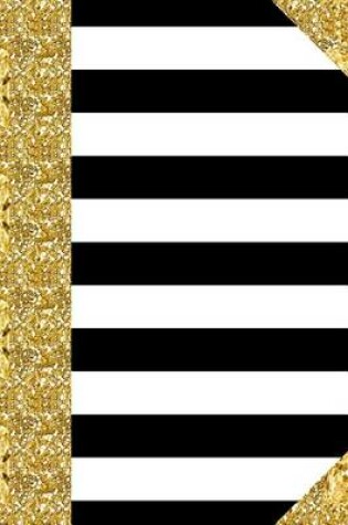 Cover of Black White Stripes Journal Golden Accents