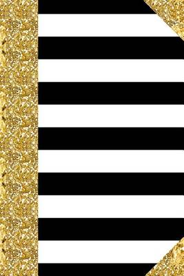 Book cover for Black White Stripes Journal Golden Accents