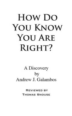 Cover of How Do You Know You Are Right?