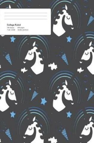 Cover of Unicorn Dark Pattern Composition College Ruled Book (7.44 x 9.69) 200 pages V10