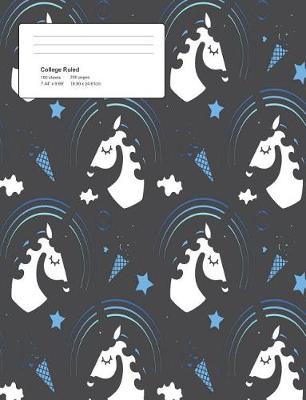 Book cover for Unicorn Dark Pattern Composition College Ruled Book (7.44 x 9.69) 200 pages V10