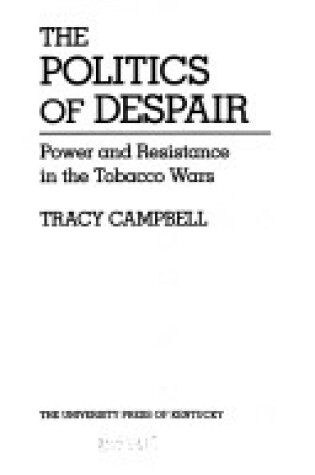 Cover of Politics of Despair