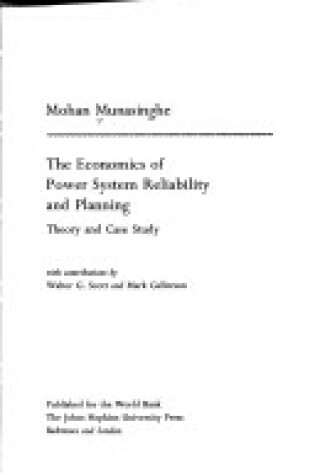 Cover of Economics of Power System Reliability and Planning