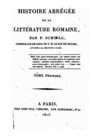 Cover of Histoire Abregee de la Litterature Romaine, Tome I