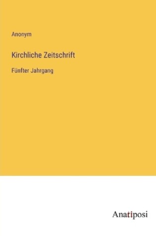 Cover of Kirchliche Zeitschrift