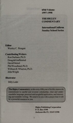 Cover of Higley Commentary-International Sunday School