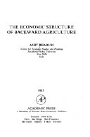 Cover of Economic Structure of Backward Agriculture