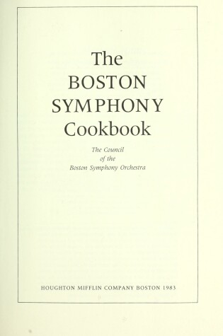 Cover of Boston Symphony Cook Book