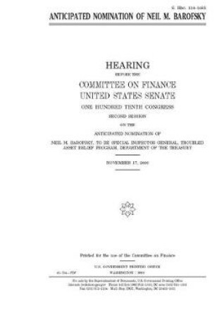 Cover of Anticipated nomination of Neil M. Barofsky