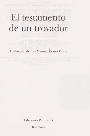 Cover of Testamento de Un Trovador