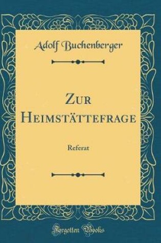 Cover of Zur Heimstattefrage