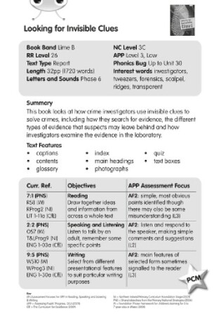 Cover of BC NF Lime B/3C Looking for Invisible Clues Guided Reading Card