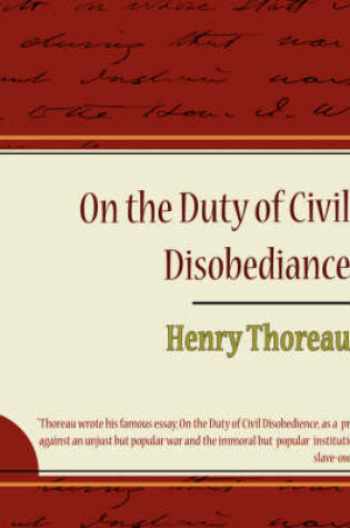 Cover of On the Duty of Civil Disobediance - Henry Thoreau