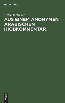 Book cover for Aus Einem Anonymen Arabischen Hiobkommentar