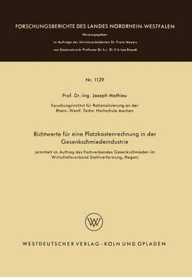 Book cover for Richtwerte für eine Platzkostenrechnung in der Gesenkschmiedeindustrie