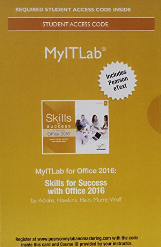 Book cover for Skills for Success with Office 2016 -- MyLab IT with Pearson eText Access Code