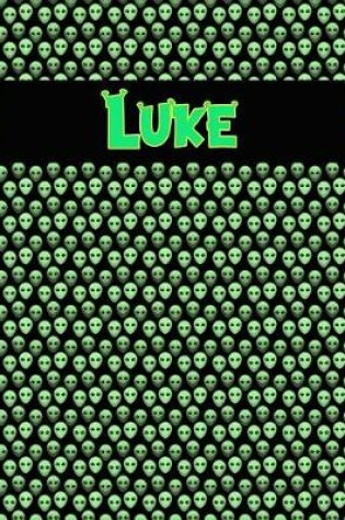 Cover of 120 Page Handwriting Practice Book with Green Alien Cover Luke