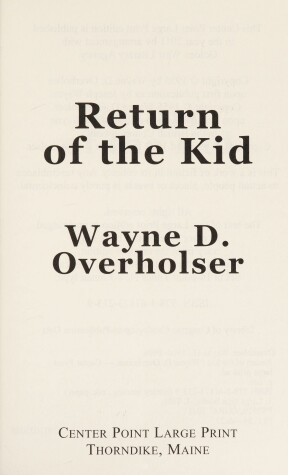Book cover for Return of the Kid