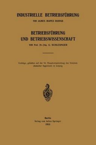 Cover of Industrielle Betriebsführung