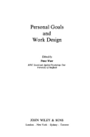 Cover of Personal Goals and Work Design