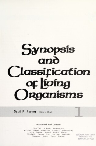 Cover of Synopsis and Classification of Living Organisms