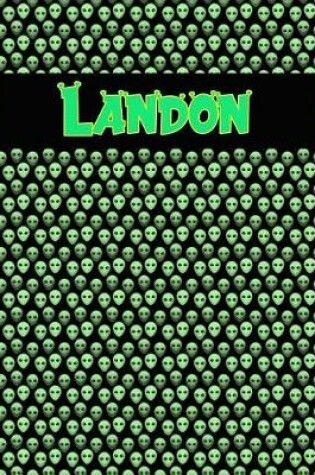 Cover of 120 Page Handwriting Practice Book with Green Alien Cover Landon