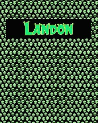 Book cover for 120 Page Handwriting Practice Book with Green Alien Cover Landon