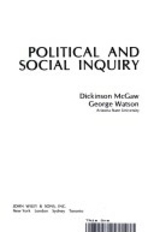 Cover of Political and Social Inquiry
