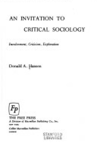 Cover of An Invitation to Critical Sociology