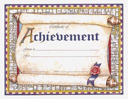 Cover of Certificate of Achievement